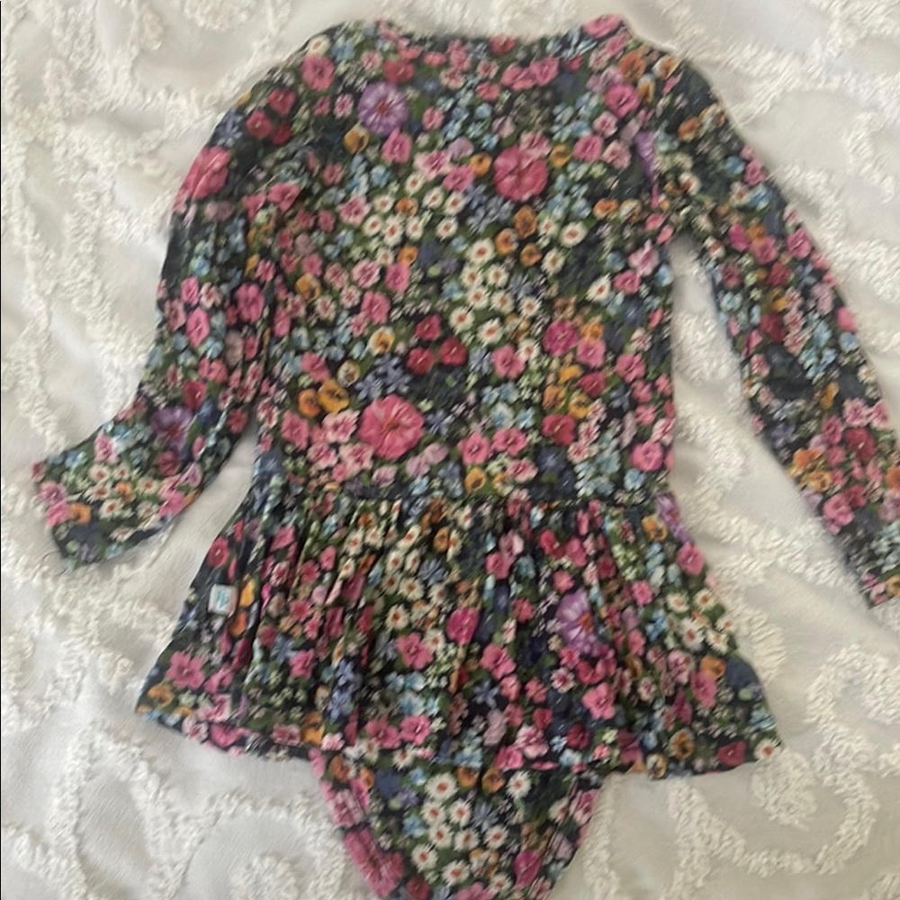 Floral Long Sleeve Posh Peanut Baby Romper - Picture 4 of 5